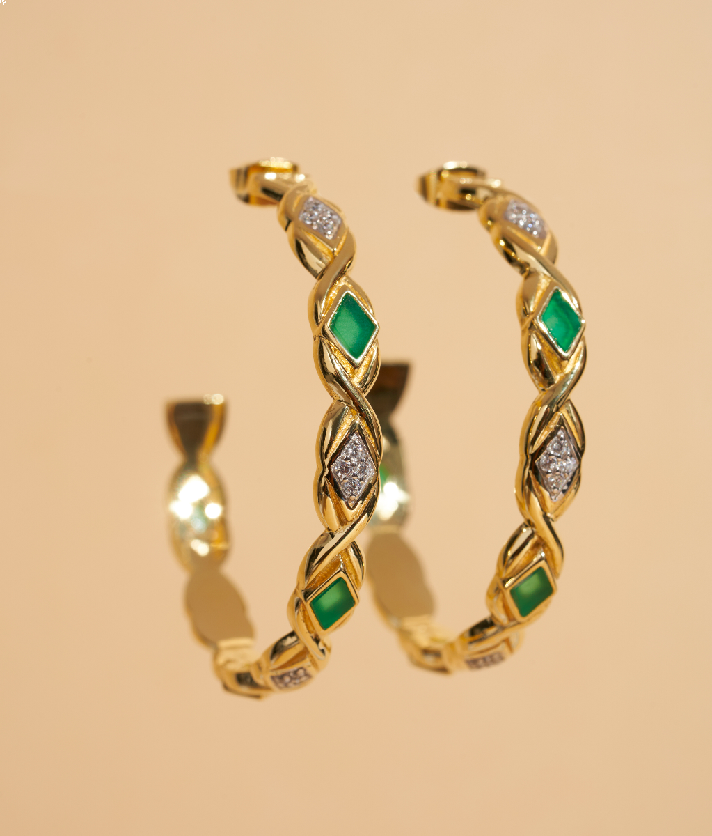 Boucles d'oreilles Be Maad Sani Onyx Vert