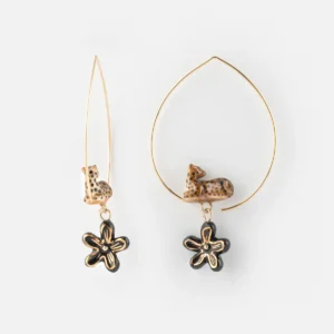 Boucles d’oreilles Nach Léopard et Fleur d'Erine